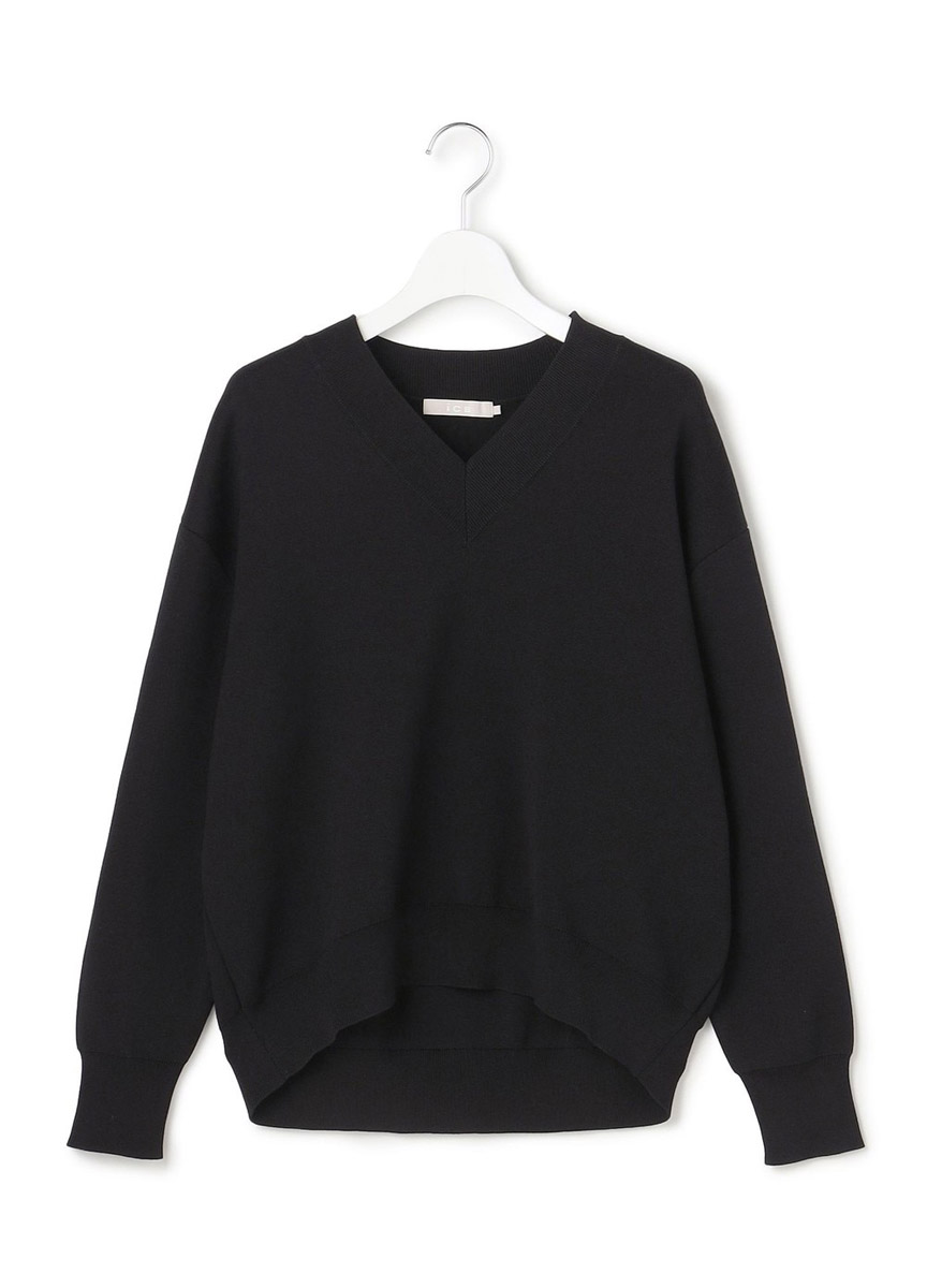 混棉V領拼色針織上衣